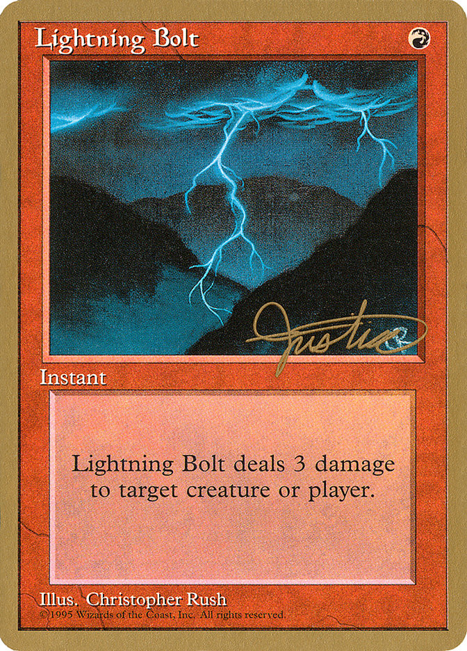Lightning Bolt (Mark Justice) [Pro Tour Collector Set] | Good Games Cannington