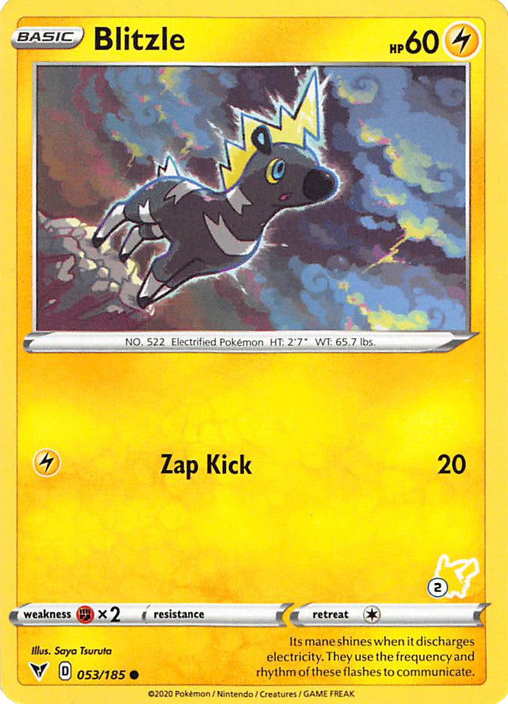 Blitzle (053/185) (Pikachu Stamp #2) [Battle Academy 2022] | Good Games Cannington