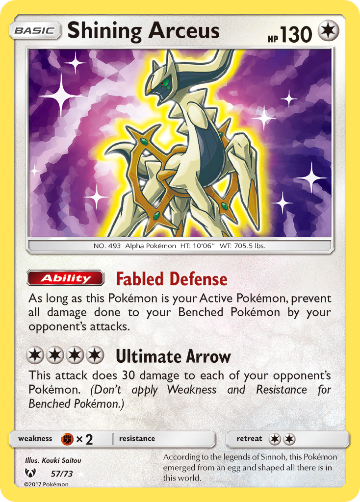Shining Arceus (57/73) [Sun & Moon: Shining Legends] | Good Games Cannington