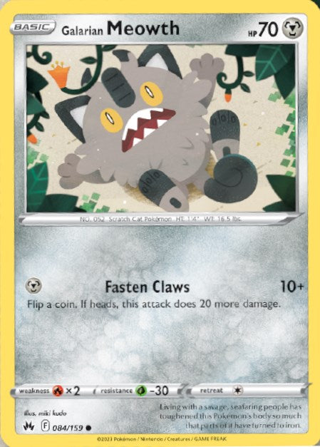 Galarian Meowth (084/159) [Sword & Shield: Crown Zenith] | Good Games Cannington