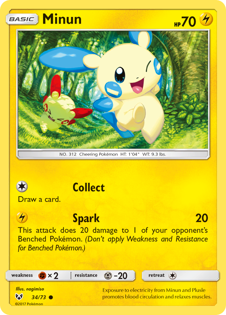 Minun (34/73) [Sun & Moon: Shining Legends] | Good Games Cannington