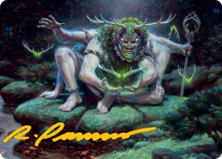 Myojin of Towering Might Art Card (Gold-Stamped Signature) [Kamigawa: Neon Dynasty Art Series] | Good Games Cannington