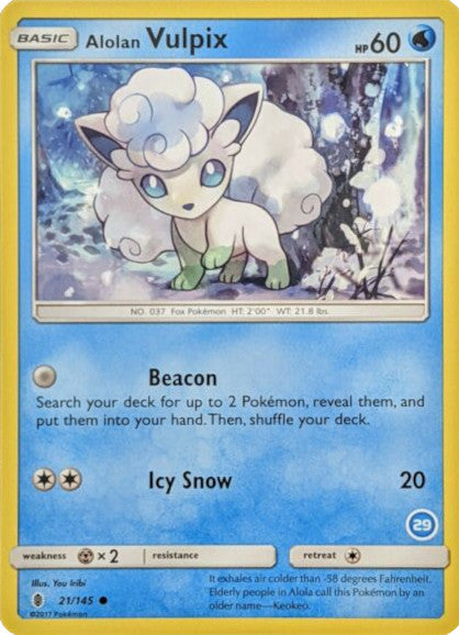 Alolan Vulpix (21/145) (Deck Exclusive #29) [Sun & Moon: Trainer Kit - Alolan Ninetales] | Good Games Cannington