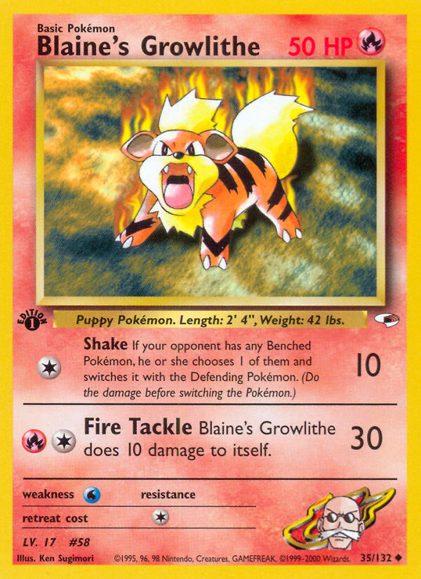 Blaine's Growlithe (35/132) [Gym Heroes 1st Edition] | Good Games Cannington
