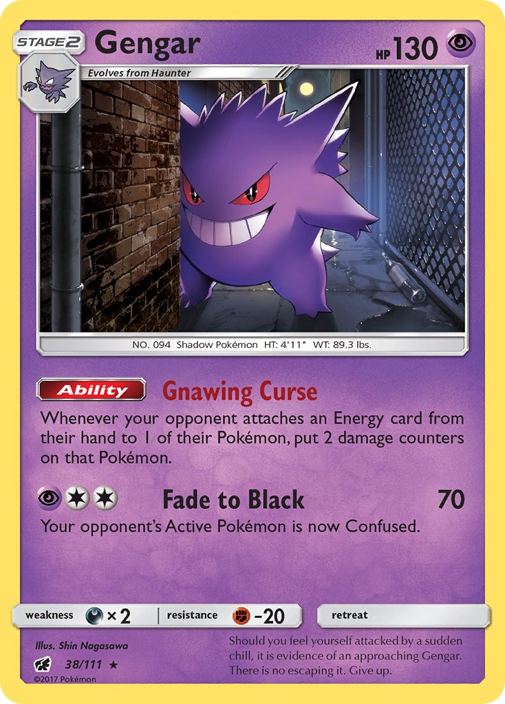 Gengar (38/111) (Prerelease Kit Exclusive) (Theme Deck Exclusive) [Sun & Moon: Crimson Invasion] | Good Games Cannington