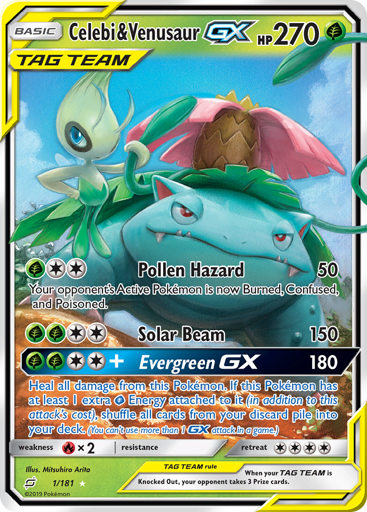 Celebi & Venusaur GX (1/181) [Sun & Moon: Team Up] | Good Games Cannington