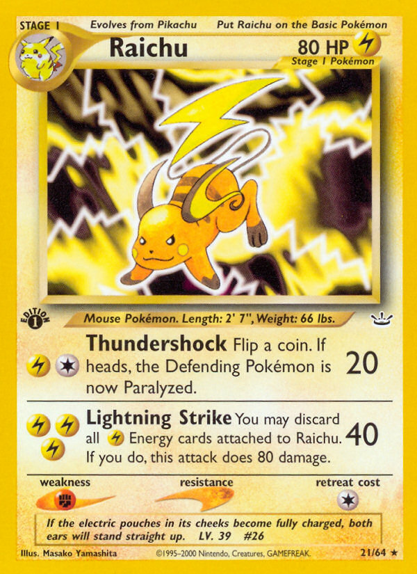 Raichu (21/64) [Neo Revelation 1st Edition] | Good Games Cannington