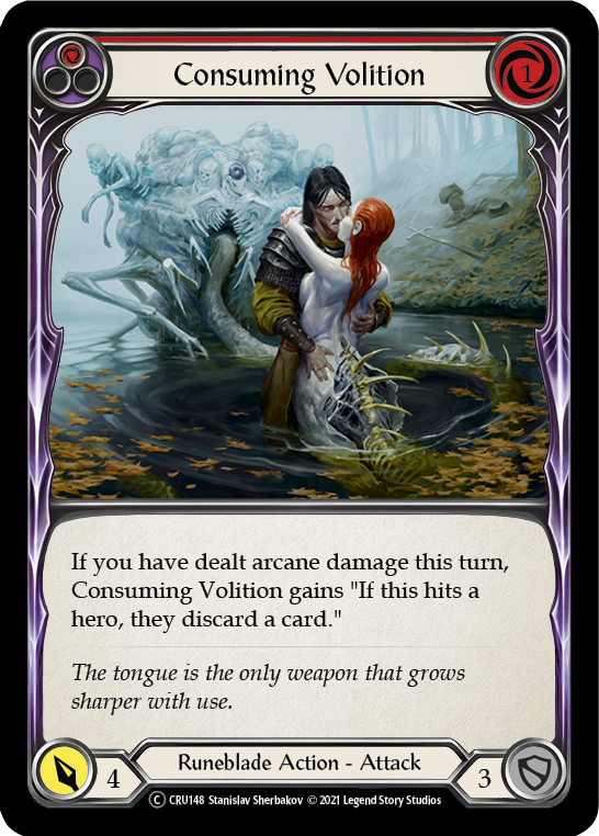 Consuming Volition (Red) [U-CRU148-RF] Unlimited Rainbow Foil | Good Games Cannington