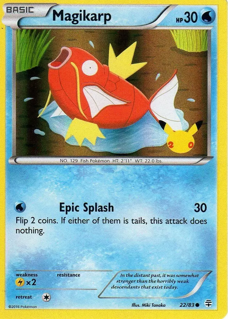 Magikarp (22/83) (20th Anniversary Stamp) [XY: Generations] | Good Games Cannington