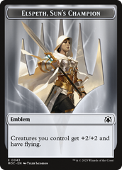 Warrior // Elspeth, Sun's Champion Emblem Double-Sided Token [March of the Machine Commander Tokens] | Good Games Cannington