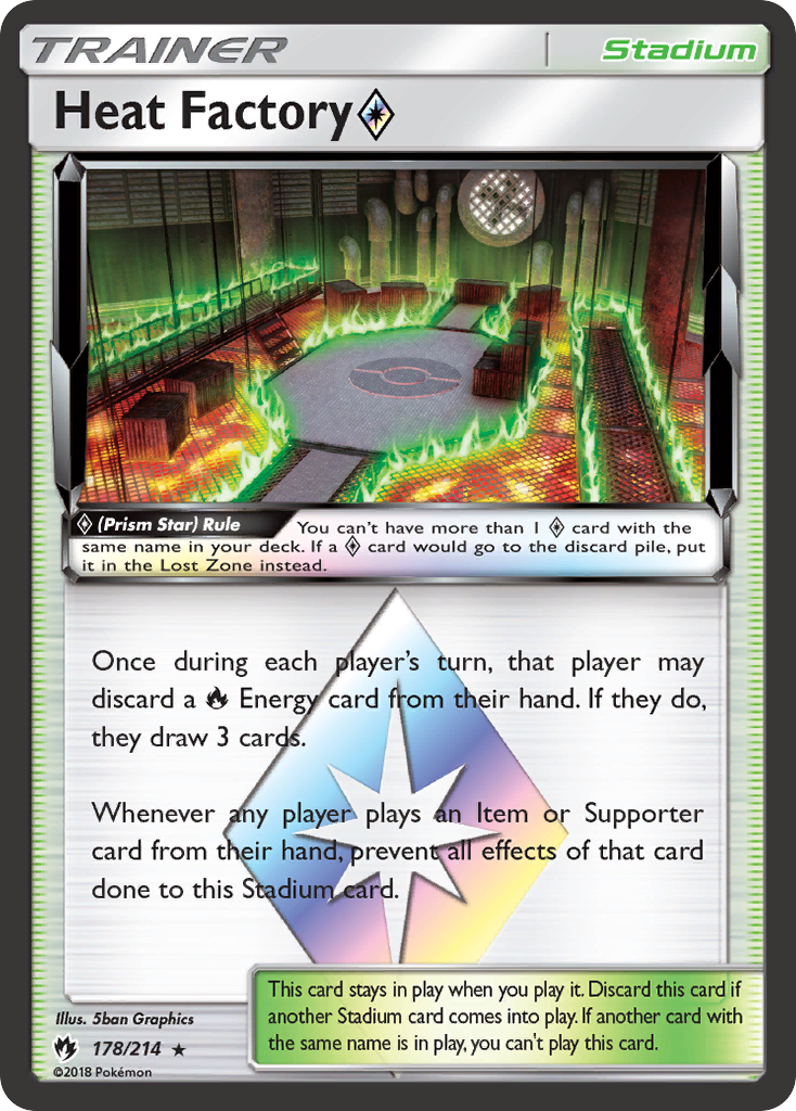 Heat Factory (178/214) (Prism Star) [Sun & Moon: Lost Thunder] | Good Games Cannington