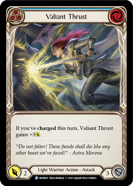 Valiant Thrust (Blue) [MON041] 1st Edition Normal | Good Games Cannington