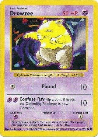Drowzee (49/102) [Base Set Shadowless Unlimited] | Good Games Cannington
