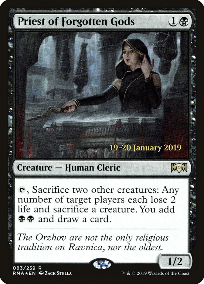 Priest of Forgotten Gods [Ravnica Allegiance Prerelease Promos] | Good Games Cannington