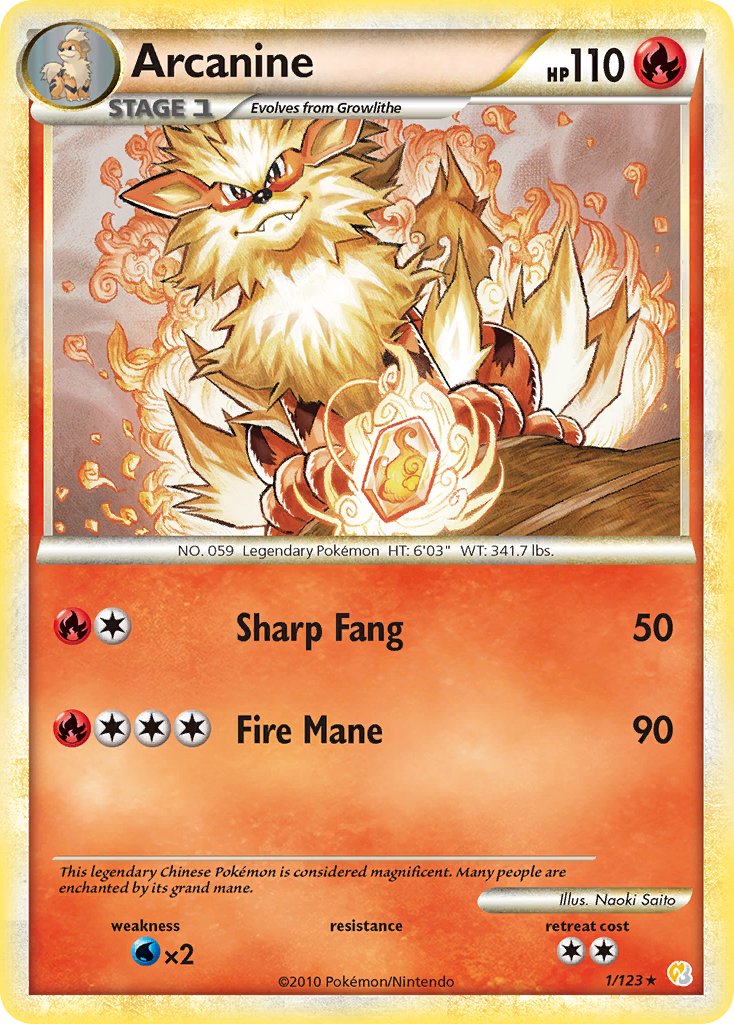Arcanine (1/123) (Theme Deck Exclusive) [HeartGold & SoulSilver: Base Set] | Good Games Cannington