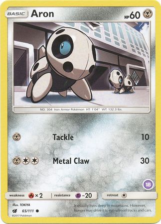 Aron (65/111) (Deck Exclusive #18) [Sun & Moon: Trainer Kit - Alolan Sandslash] | Good Games Cannington
