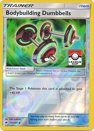 Bodybuilding Dumbbells (113/147) (League Promo) [Sun & Moon: Burning Shadows] | Good Games Cannington