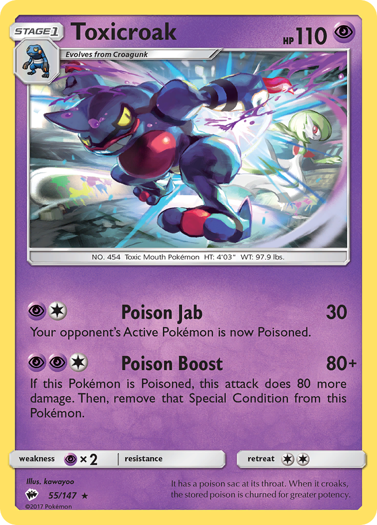 Toxicroak (55/147) [Sun & Moon: Burning Shadows] | Good Games Cannington