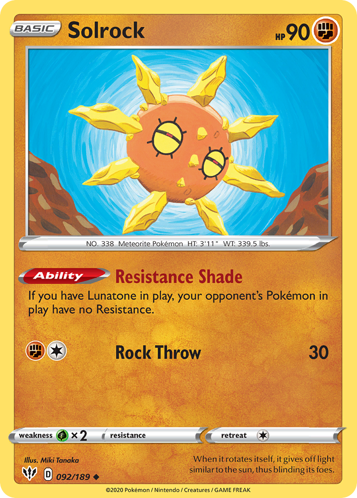 Solrock (092/189) [Sword & Shield: Darkness Ablaze] | Good Games Cannington