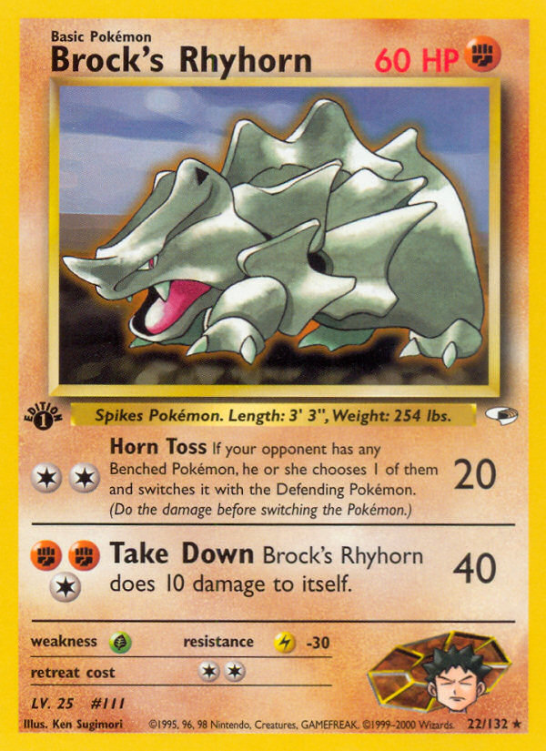 Brock's Rhyhorn (22/132) [Gym Heroes 1st Edition] | Good Games Cannington