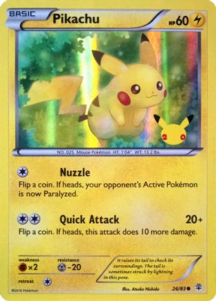 Pikachu (26/83) (20th Anniversary) [XY: Generations] | Good Games Cannington