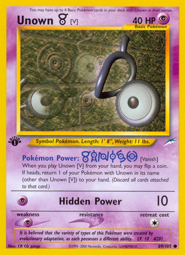 Unown [V] (89/105) [Neo Destiny 1st Edition] | Good Games Cannington