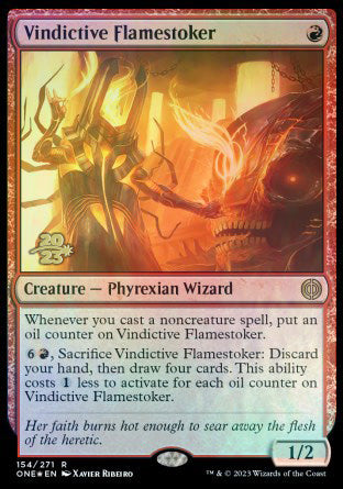 Vindictive Flamestoker [Phyrexia: All Will Be One Prerelease Promos] | Good Games Cannington