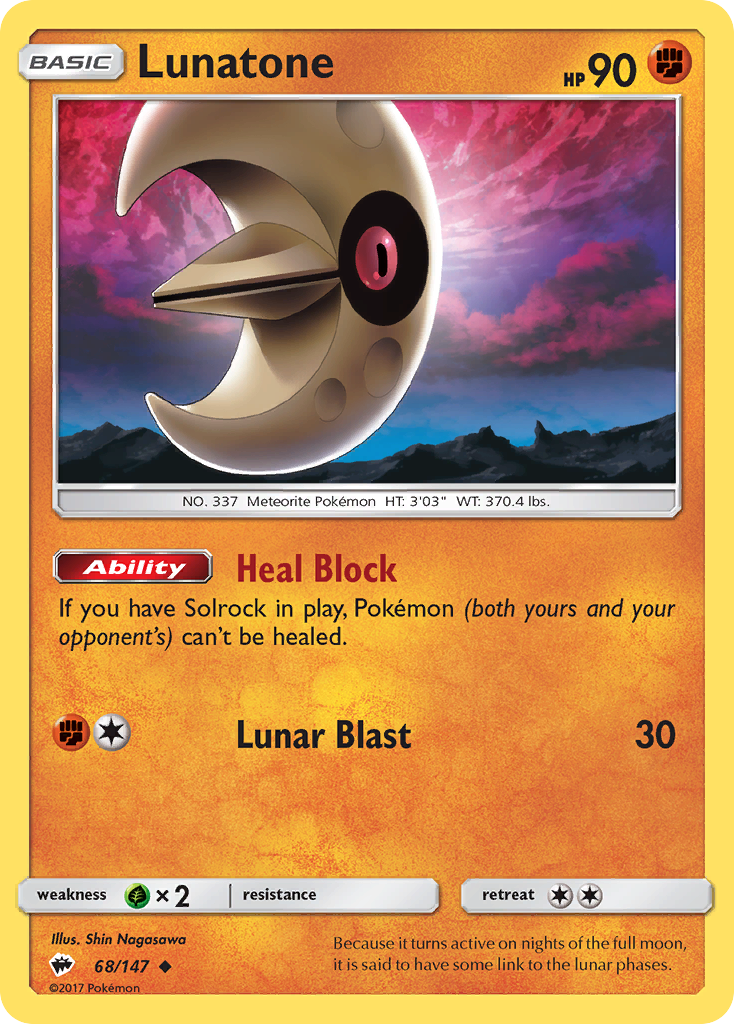 Lunatone (68/147) [Sun & Moon: Burning Shadows] | Good Games Cannington