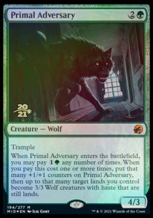 Primal Adversary [Innistrad: Midnight Hunt Prerelease Promos] | Good Games Cannington