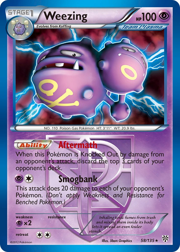 Weezing (58/135) (Theme Deck Exclusive) [Black & White: Plasma Storm] | Good Games Cannington
