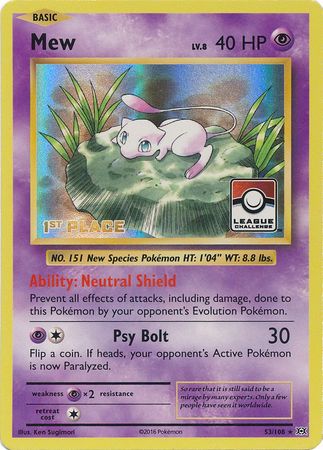 Mew (53/108) (League Promo 1st Place) [XY: Evolutions] | Good Games Cannington