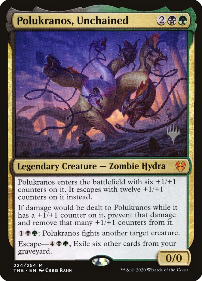 Polukranos, Unchained (Promo Pack) [Theros Beyond Death Promos] | Good Games Cannington