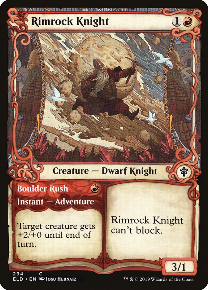 Rimrock Knight // Boulder Rush (Showcase) [Throne of Eldraine] | Good Games Cannington
