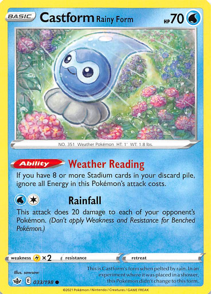 Castform Rainy Form (033/198) [Sword & Shield: Chilling Reign] | Good Games Cannington