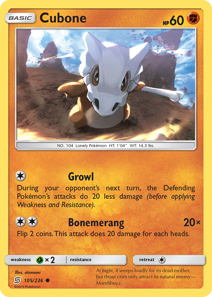 Cubone (105/236) [Sun & Moon: Unified Minds] | Good Games Cannington