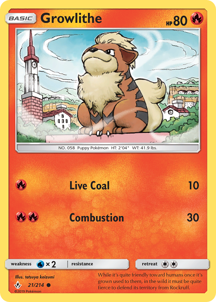 Growlithe (21/214) [Sun & Moon: Unbroken Bonds] | Good Games Cannington