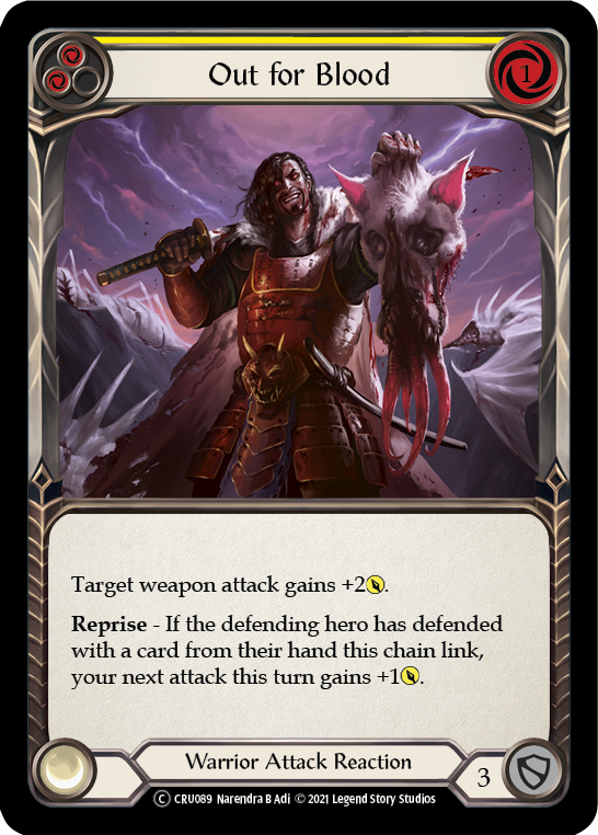 Out for Blood (Yellow) [U-CRU089-RF] Unlimited Rainbow Foil | Good Games Cannington