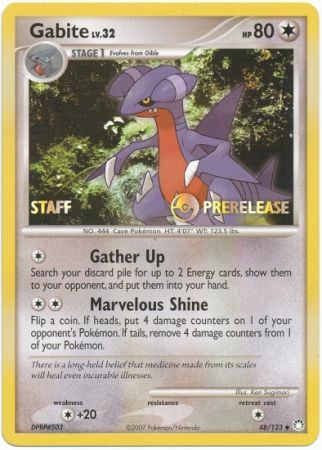 Gabite (48/123) (Staff Prerelease Promo) [Diamond & Pearl: Black Star Promos] | Good Games Cannington