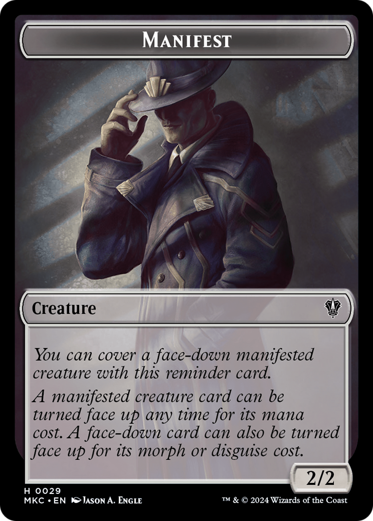 Saproling // Manifest Double-Sided Token [Murders at Karlov Manor Commander Tokens] | Good Games Cannington