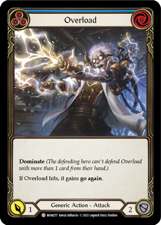 Overload (Blue) [MON277-RF] 1st Edition Rainbow Foil | Good Games Cannington