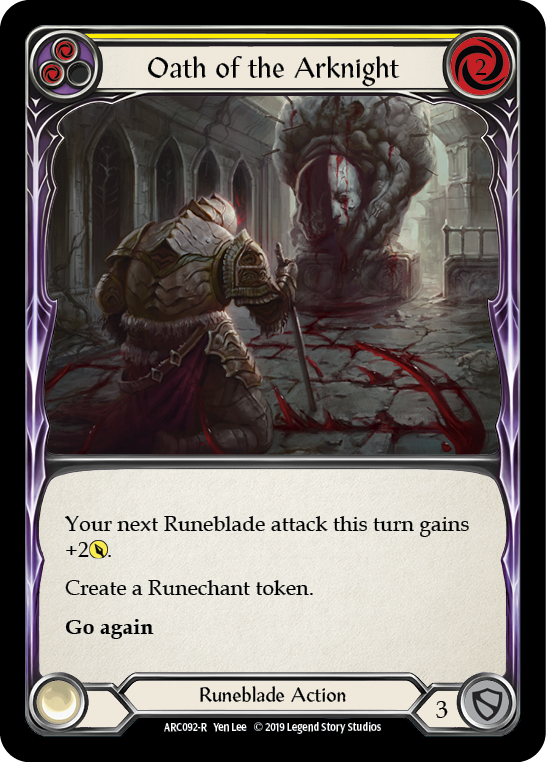 Oath of the Arknight (Yellow) [ARC092-R] 1st Edition Rainbow Foil | Good Games Cannington