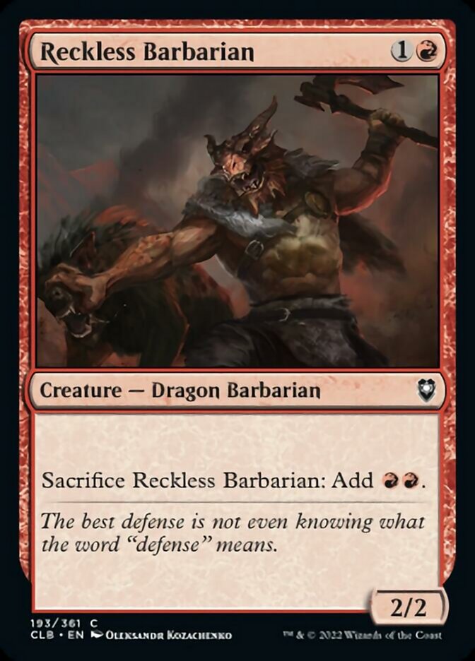Reckless Barbarian [Commander Legends: Battle for Baldur's Gate] | Good Games Cannington