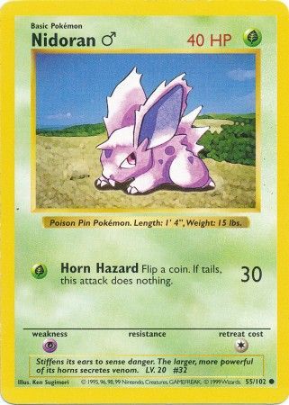 Nidoran (55/102) (Male) [Base Set Shadowless Unlimited] | Good Games Cannington