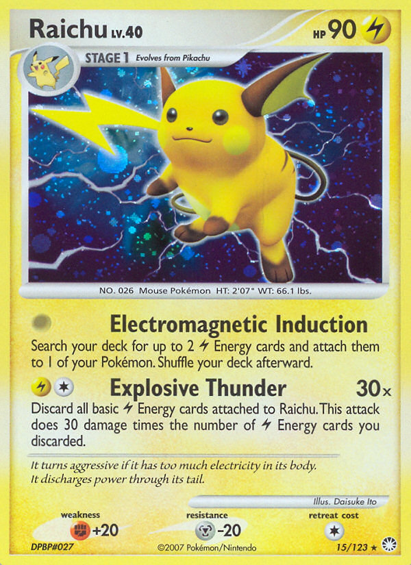 Raichu (15/123) [Diamond & Pearl: Mysterious Treasures] | Good Games Cannington