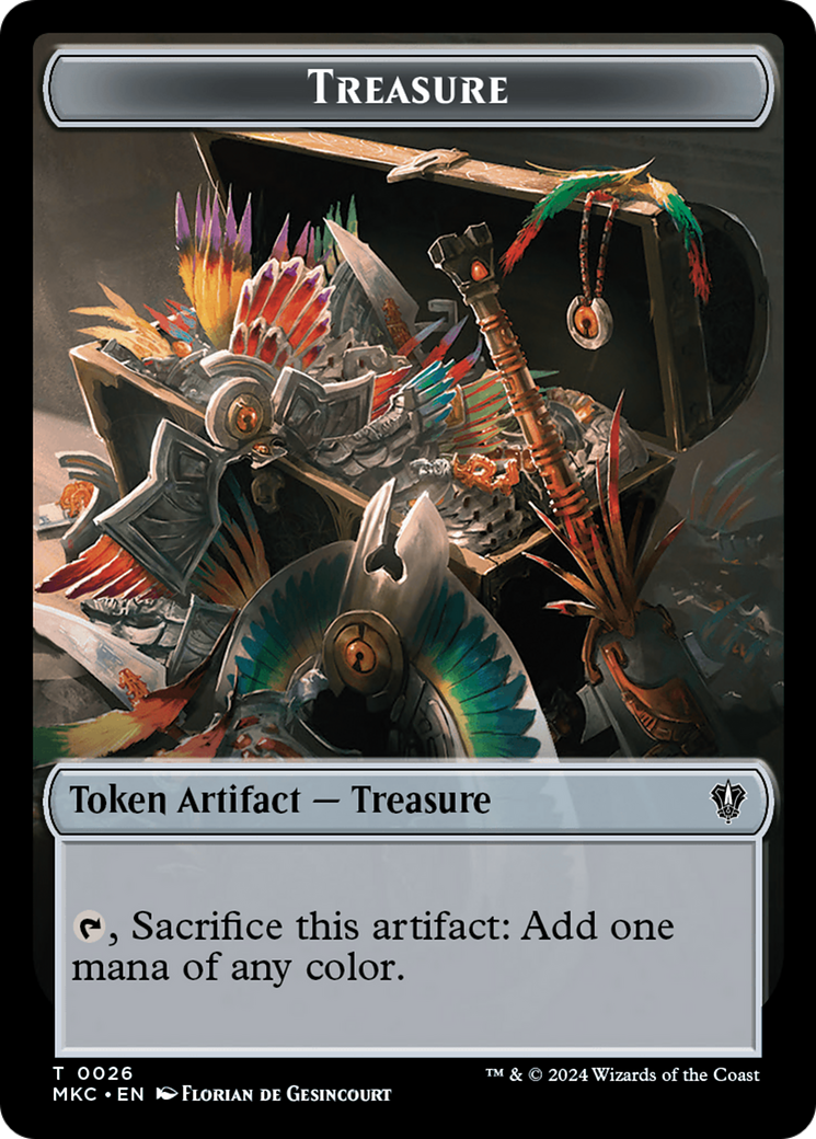 Gold // Treasure Double-Sided Token [Murders at Karlov Manor Commander Tokens] | Good Games Cannington