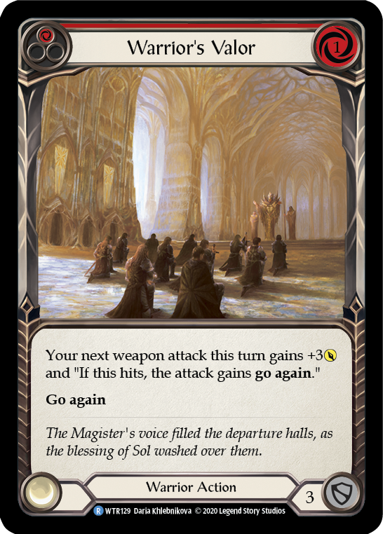 Warrior's Valor (Red) [U-WTR129] (Welcome to Rathe Unlimited)  Unlimited Rainbow Foil | Good Games Cannington