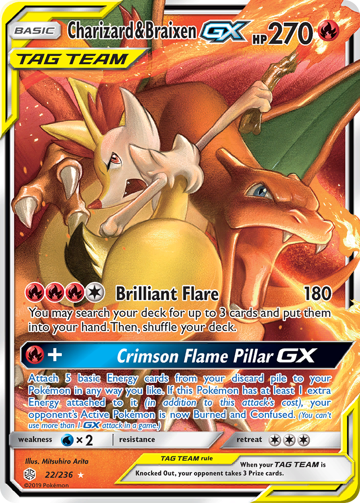 Charizard & Braixen GX (22/236) [Sun & Moon: Cosmic Eclipse] | Good Games Cannington