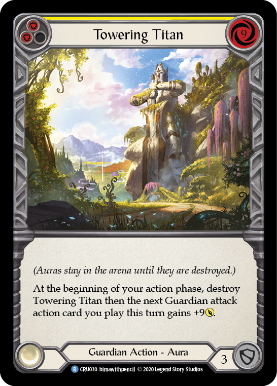 Towering Titan (Yellow) [CRU030] 1st Edition Rainbow Foil | Good Games Cannington