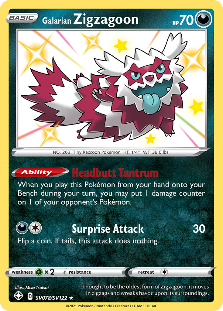 Galarian Zigzagoon (SV078/SV122) [Sword & Shield: Shining Fates] | Good Games Cannington