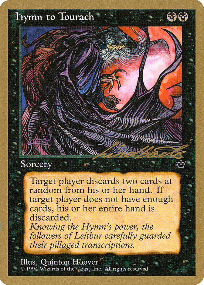 Hymn to Tourach (Cloak) (Leon Lindback) [Pro Tour Collector Set] | Good Games Cannington